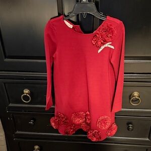 Biscotti Red Dress with Floral Details